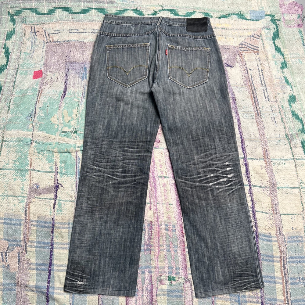 Vintage Levis Red Loop Jeans Mens Gray Charcoal Engineered Zip Fly Fits 32x28